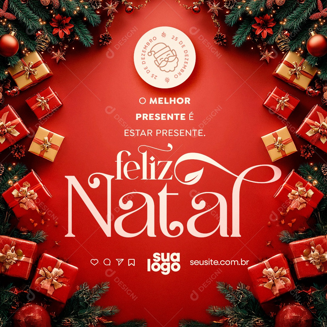 Story Feliz Natal 25 de Dezembro o Melhor Presente é esta Presente Social Media PSD Editável