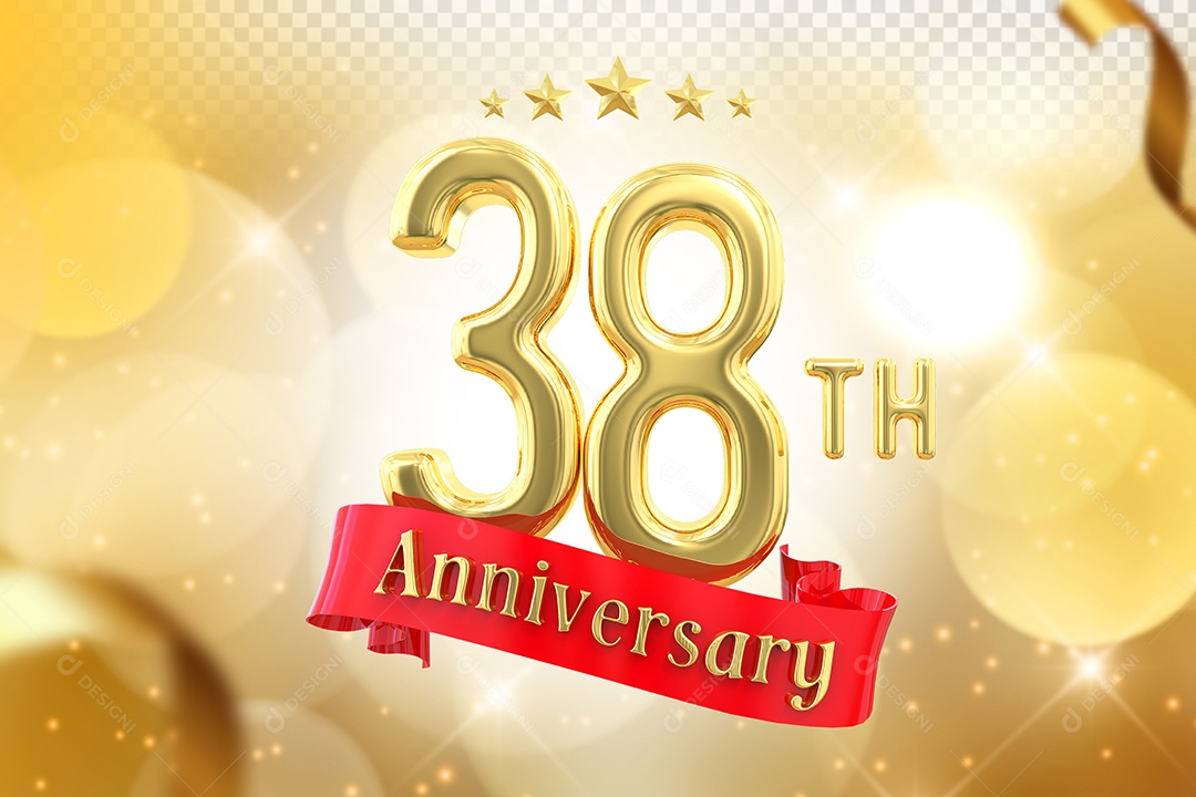 Elemento 3D Número de Aniversário 38 Para Composição PSD