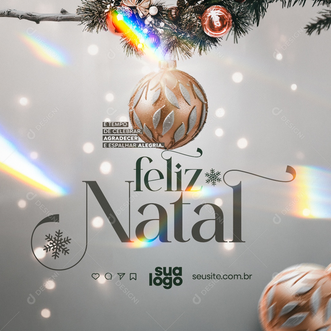 Feliz Natal 25 de Dezembro e Tempo de Celebra Social Media PSD Editável