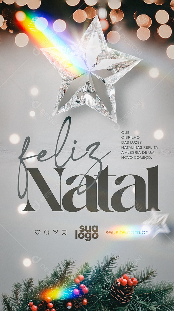 Story Feliz Natal 25 de Dezembro Social Media PSD Editável