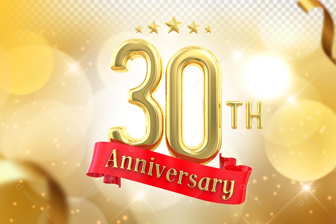 Elemento 3D Número de Aniversário 30 Para Composição PSD