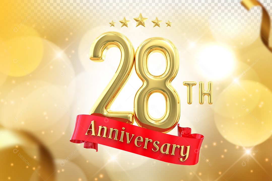 Elemento 3D Número de Aniversário 28 Para Composição PSD