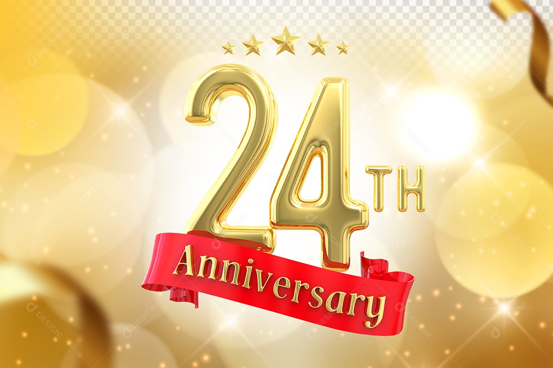 Elemento 3D Número de Aniversário 24 Para Composição PSD