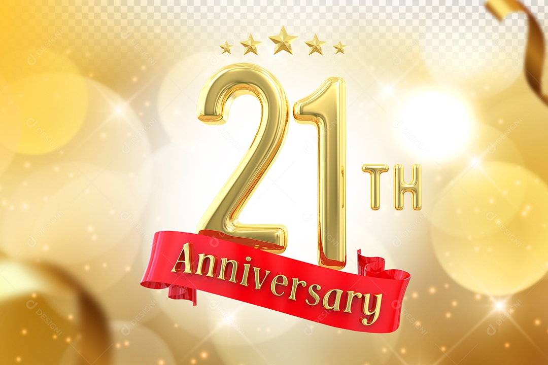 Elemento 3D Número de Aniversário 21 Para Composição PSD