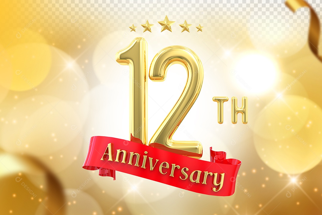 Elemento 3D Número de Aniversário 12 Para Composição PSD