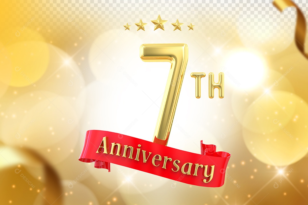 Elemento 3D Número de Aniversário 7 Para Composição PSD