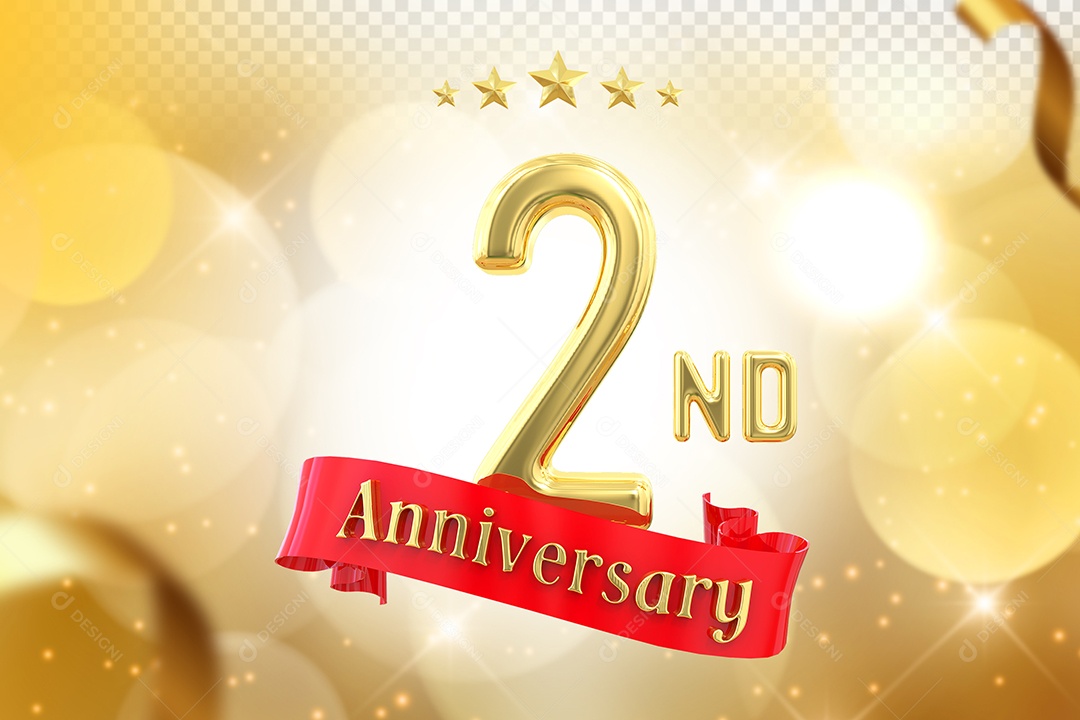 Elemento 3D Número de Aniversário 2 Para Composição PSD