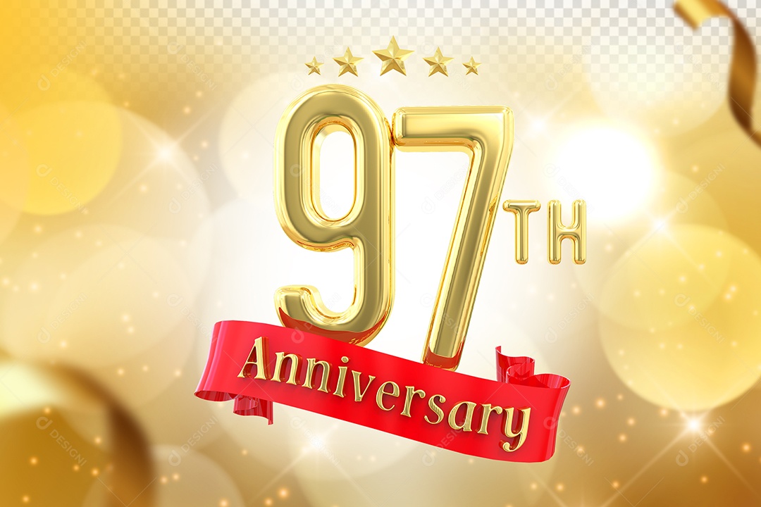 Elemento 3D Número de Aniversário 97 Para Composição PSD
