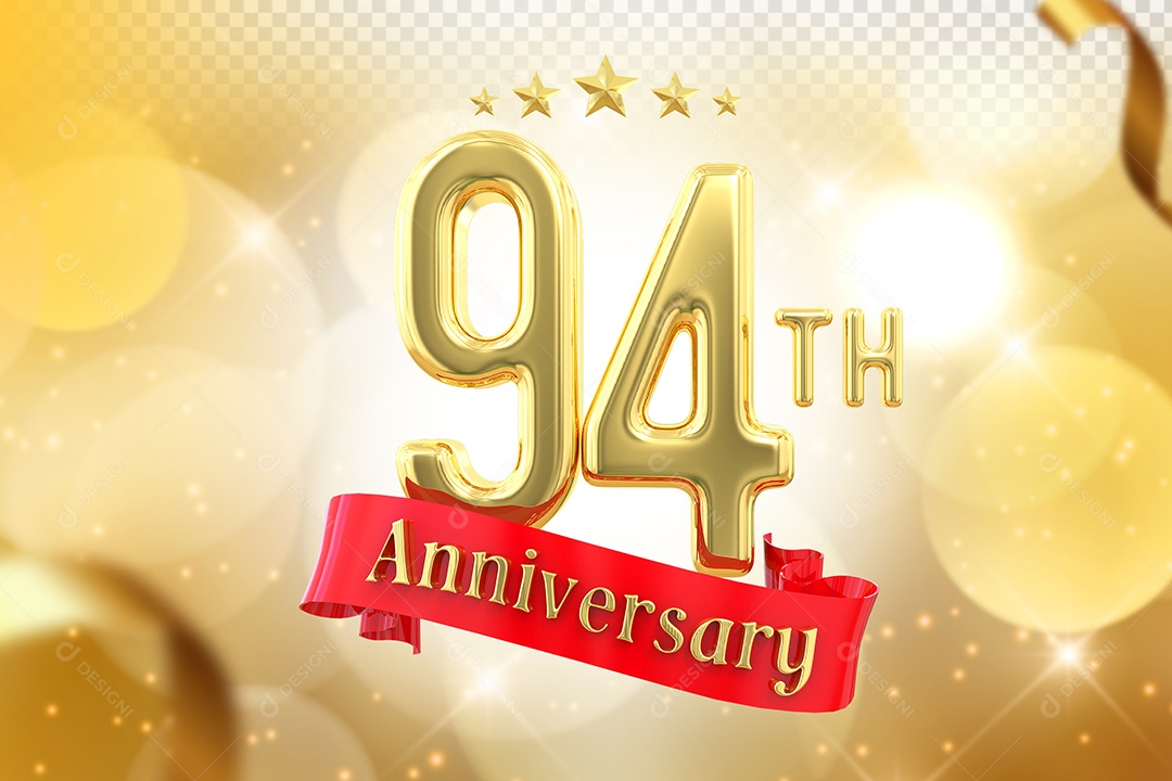 Elemento 3D Número de Aniversário 94 Para Composição PSD