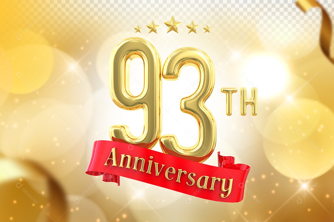 Elemento 3D Número de Aniversário 93 Para Composição PSD