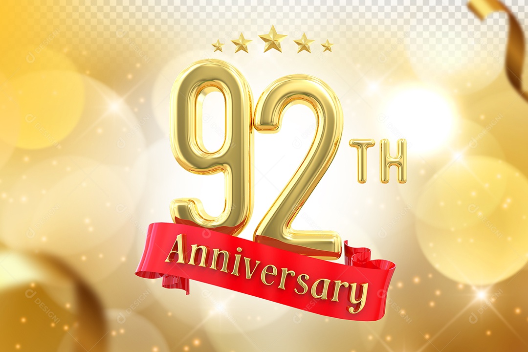 Elemento 3D Número de Aniversário 92 Para Composição PSD