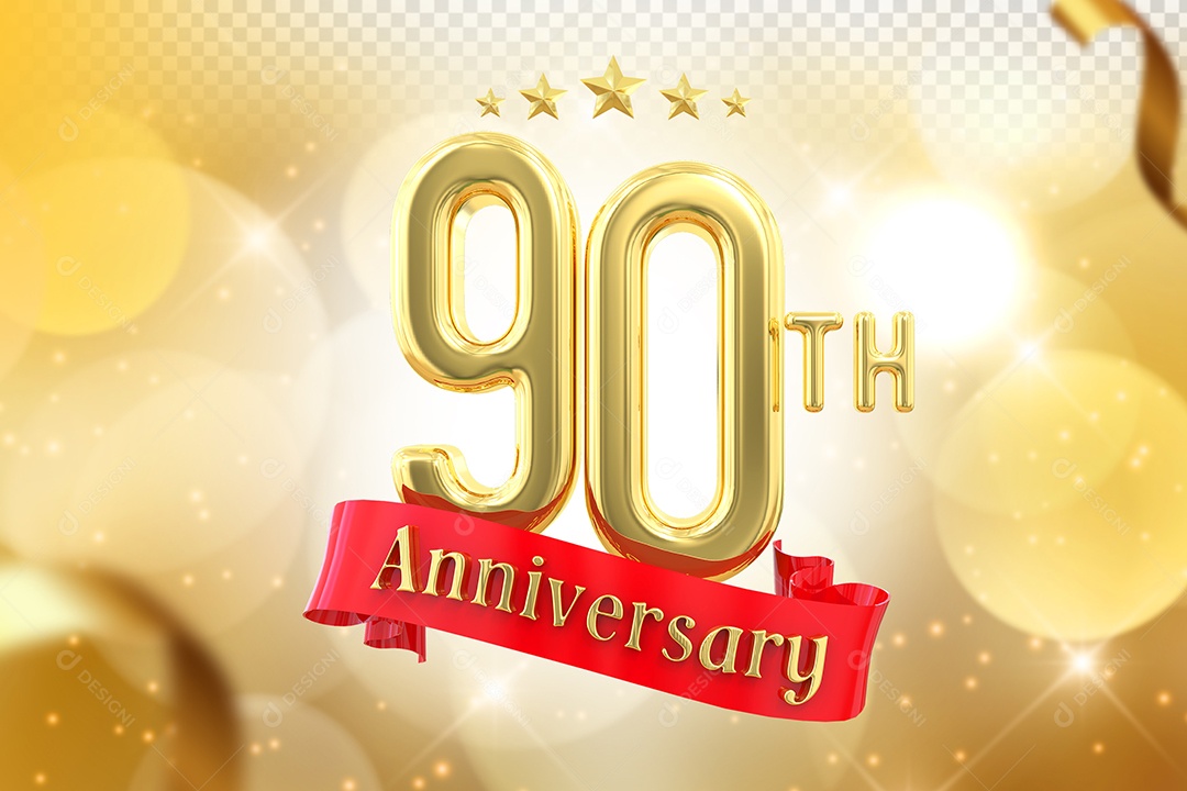 Elemento 3D Número de Aniversário 90 Para Composição PSD