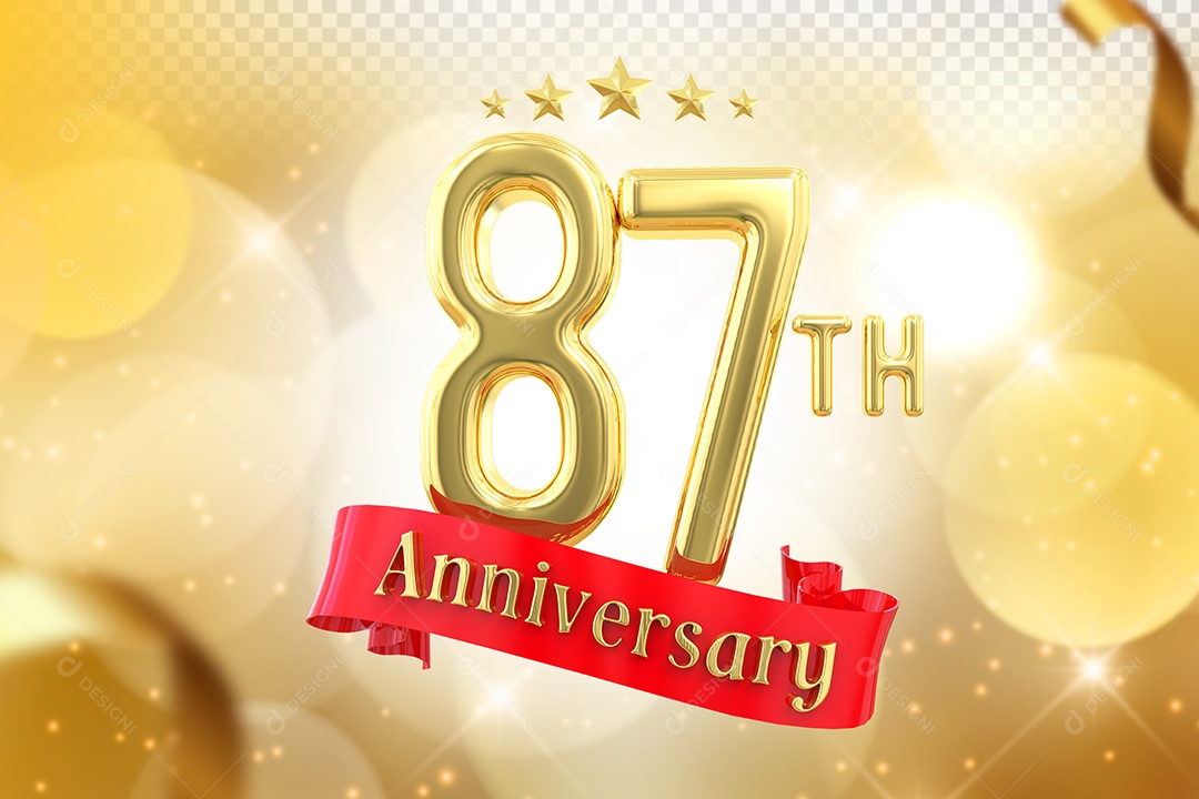Elemento 3D Número de Aniversário 87 Para Composição PSD