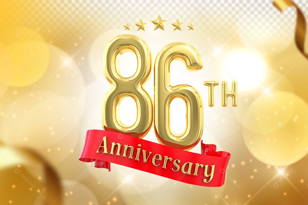Elemento 3D Número de Aniversário 86 Para Composição PSD