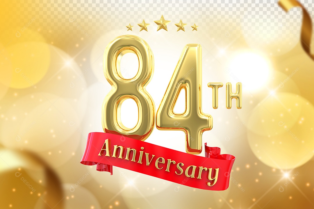 Elemento 3D Número de Aniversário 84  Para Composição PSD