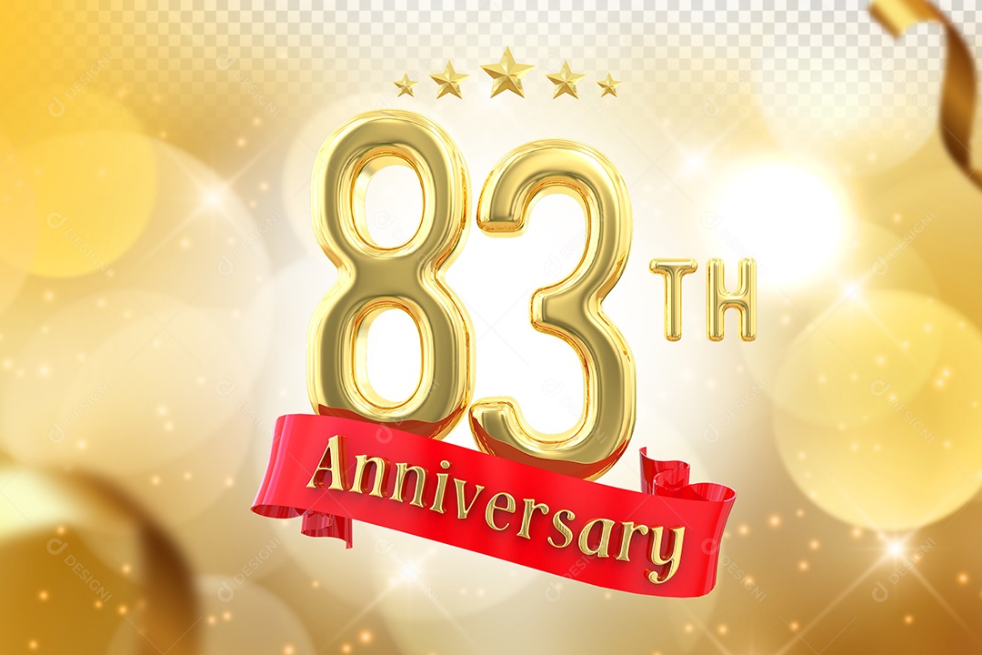 Elemento 3D Número de Aniversário 83 Para Composição PSD