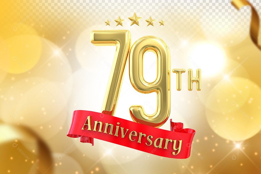 Elemento 3D Número de Aniversário 79 Para Composição PSD