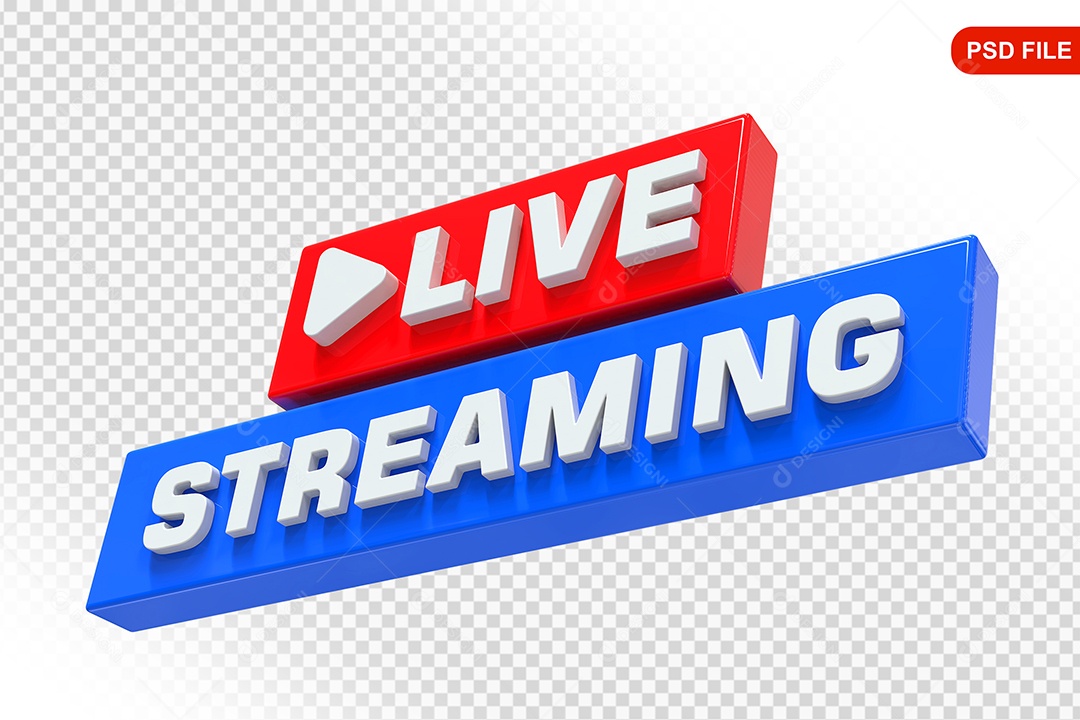 Live Stream Vermelho e Azul Selo 3D PSD