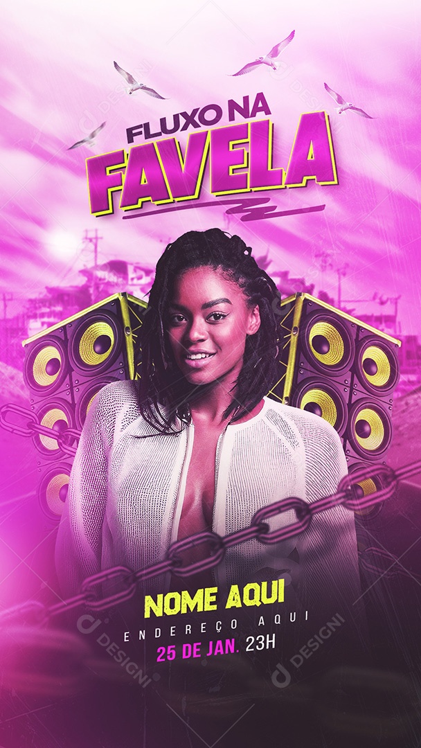 Flyer Shows Fluxo Na Favela  Social Media PSD Editável