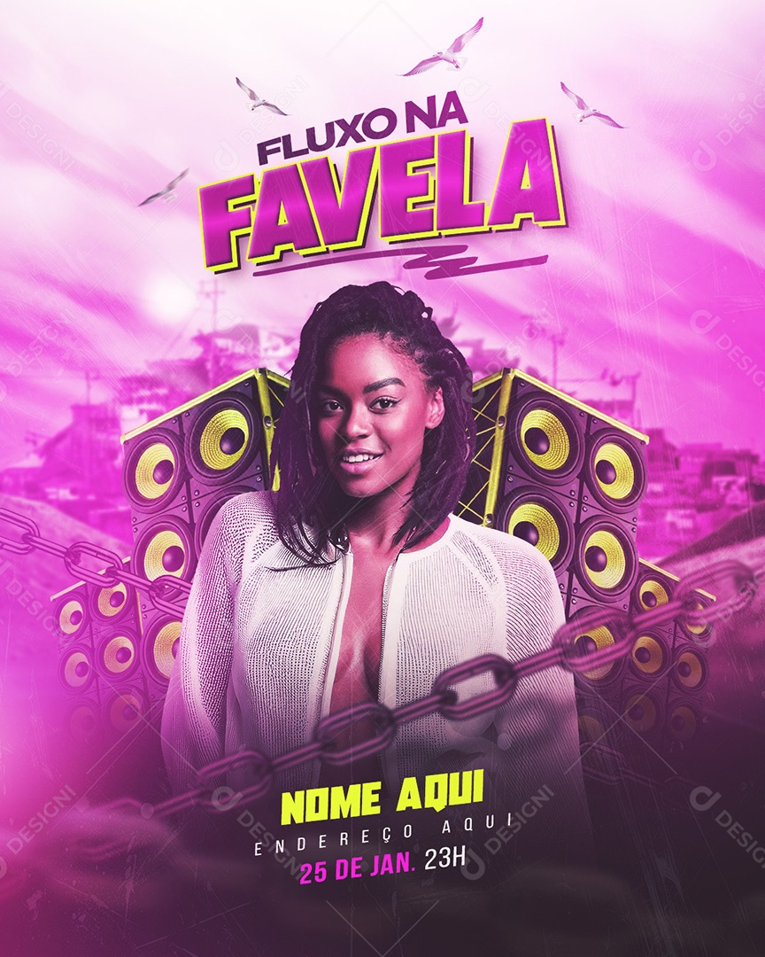 Flyer Shows Fluxo Na Favela Social Media PSD Editável