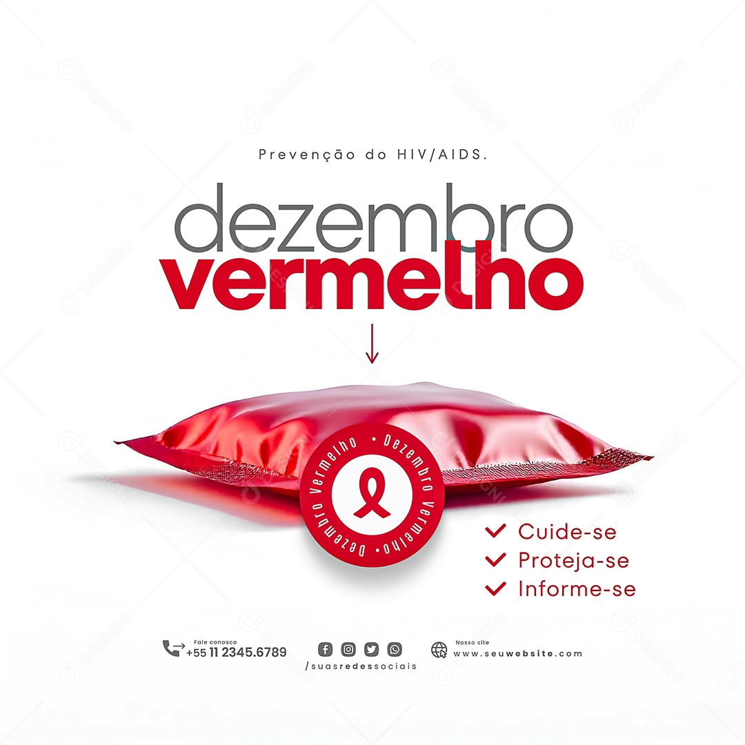 Dezembro Vermelho A Prevenção Salva Social Media PSD Editável