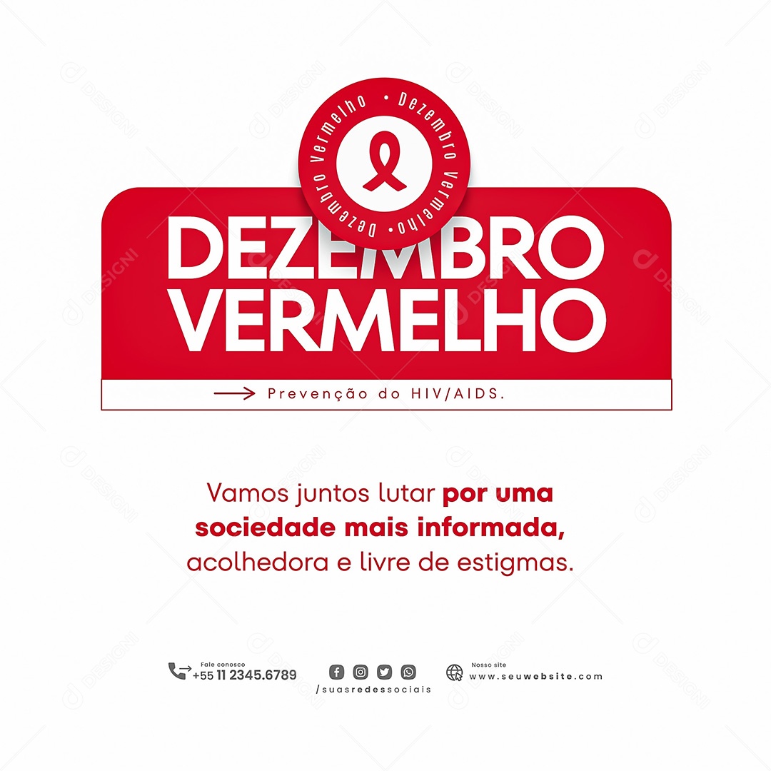 Dezembro Vermelho Vamos Juntos Lutar Social Media PSD Editável