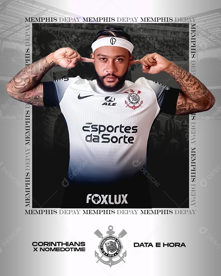 Flyer Memphis Depay Novo Reforço do Corinthians Social Media PSD Editável