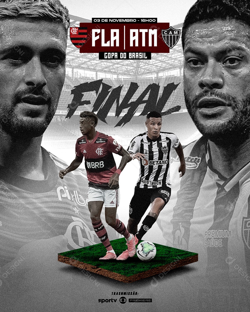 Flyer Final da Copa do Brasil Flamengo x Atlético MG Social Media PSD Editável