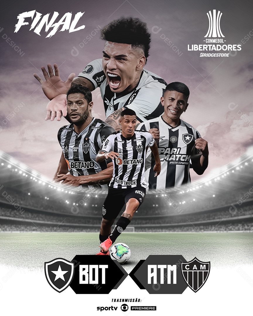 Flyer Final da Libertadores Botafogo x Atlético MG Social Media PSD Editável