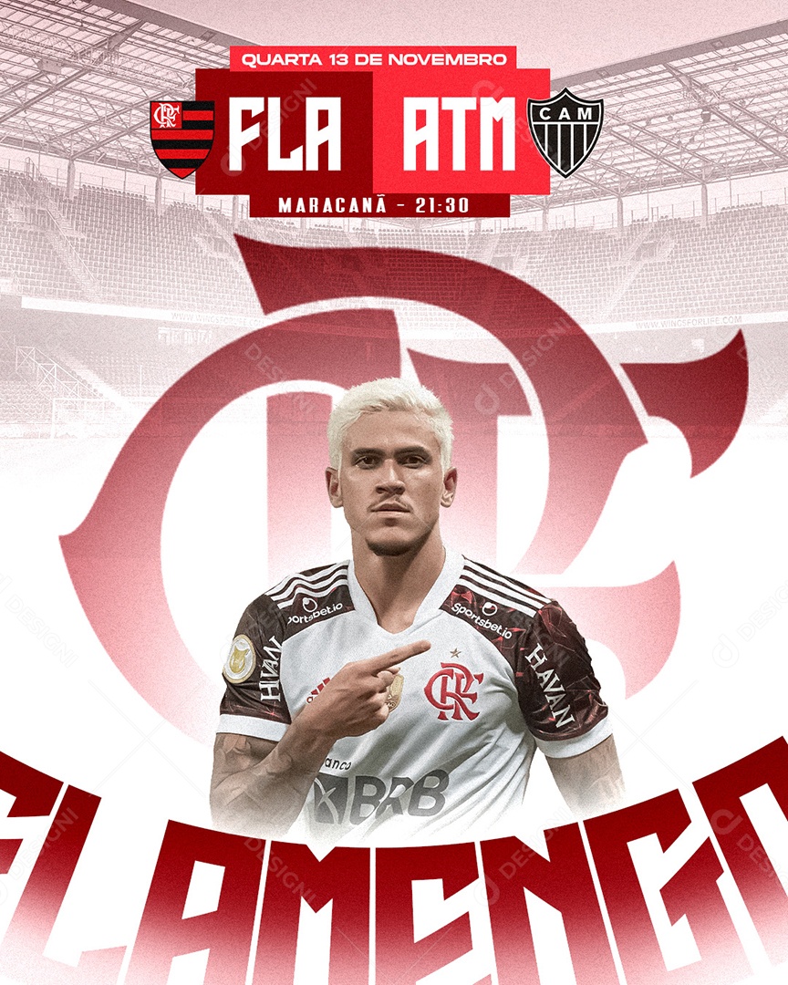 Flyer Flamengo x Atlético Mineiro Social Media PSD Editável