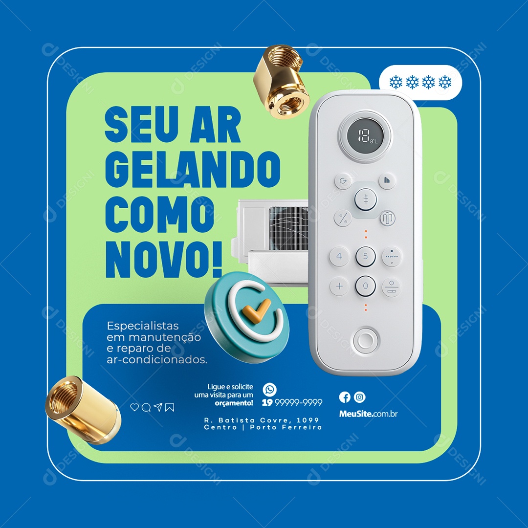 Ar Condicionado Seu Ar Gelando Como Novo Social Media PSD Editável