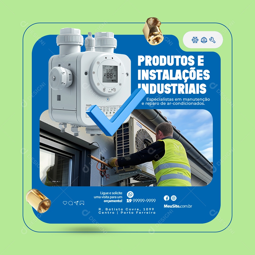 Ar Condicionado Produtos e Instalações Industriais Social Media PSD Editável