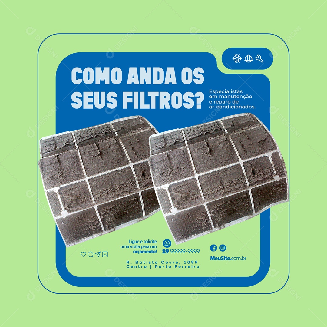 Ar Condicionado Como Anda os Seus Filtros Social Media PSD Editável