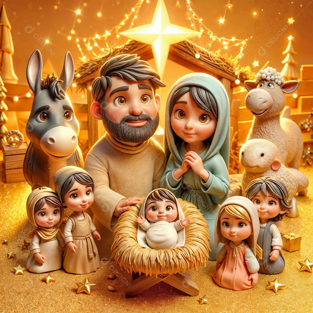 Cenário do nascimento de Jesus Cristo 3D