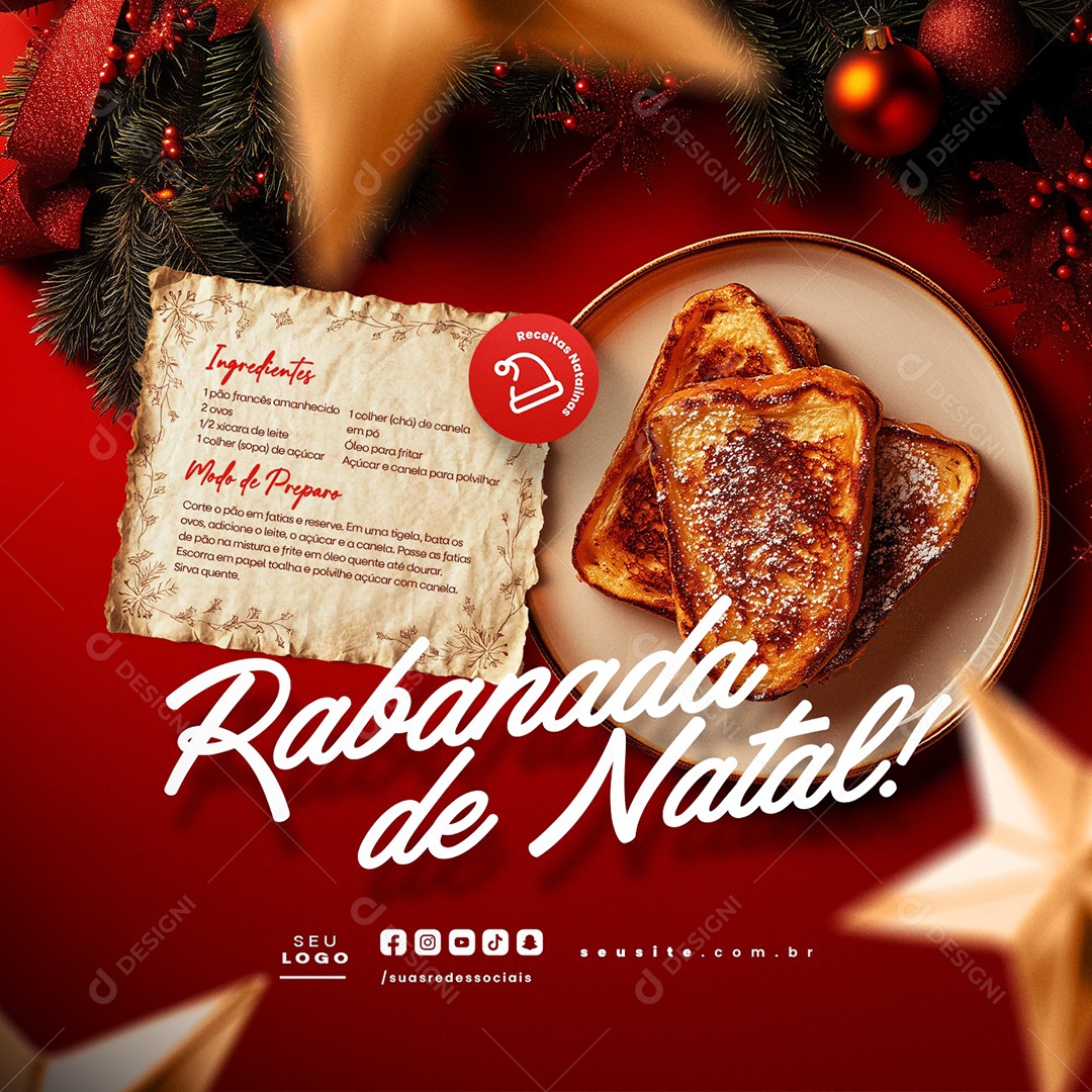 Dicas Comidas Natalinas Rabanada de Natal Social Media PSD Editável