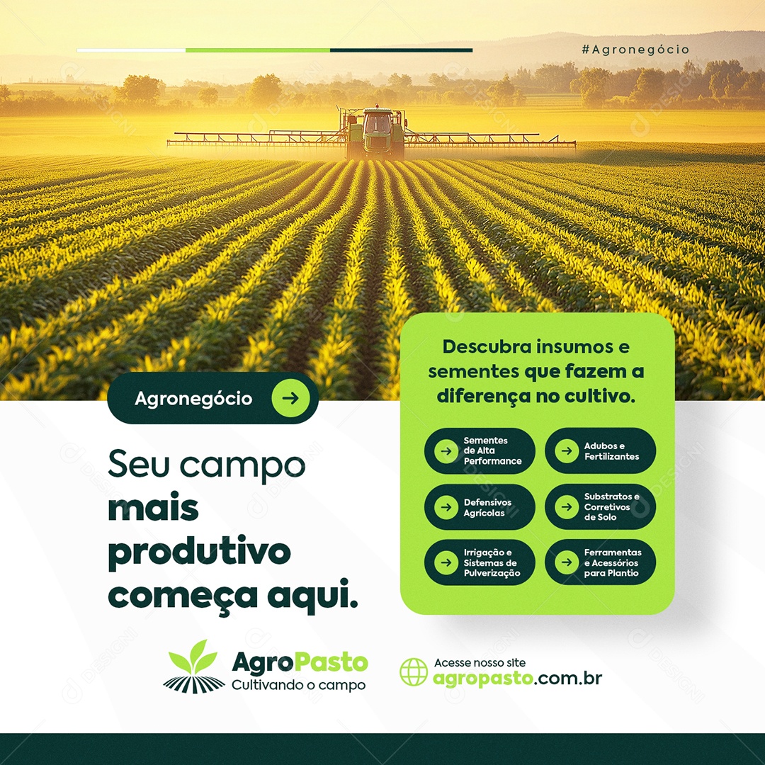Agronegócio Seu Campo Mais Produtivo Começa Aqui Social Media PSD Editável