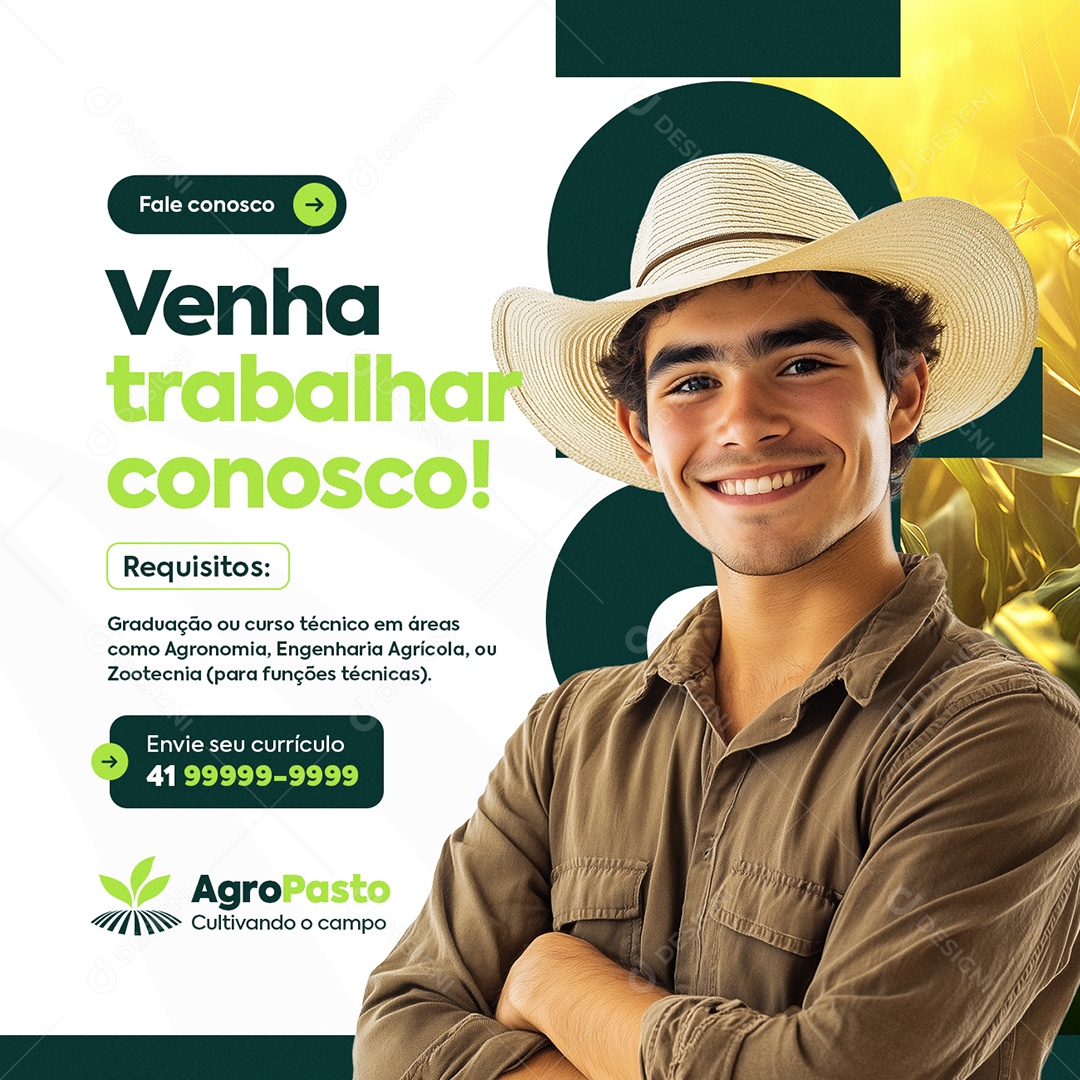 Agronegócio Venha Trabalhar Conosco Social Media PSD Editável