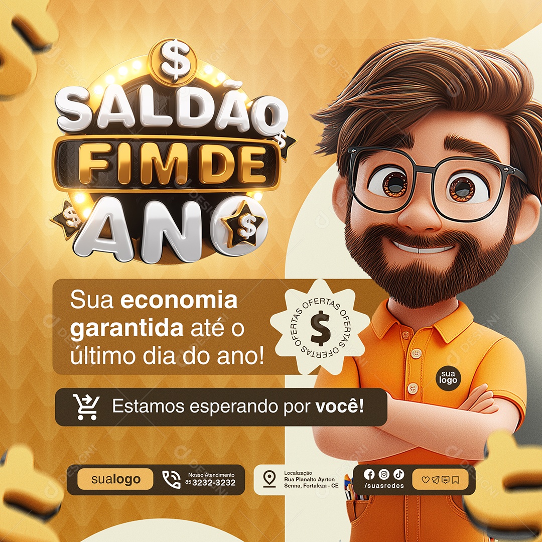 Saldão Fim de Ano Supermercado Sua Economia Garantida Social Media PSD Editável