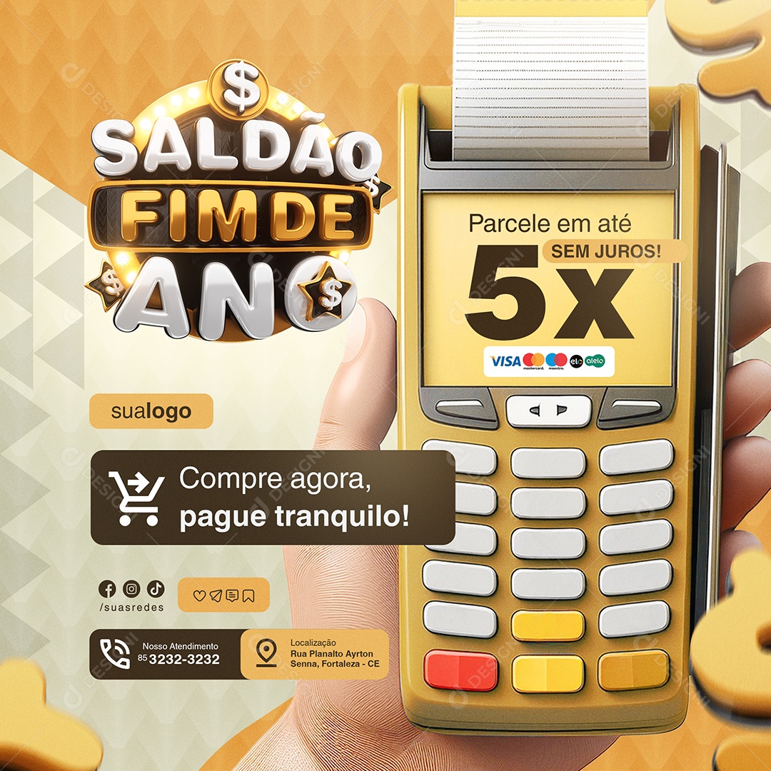 Saldão Fim de Ano Supermercado Compre Agora Social Media PSD Editável