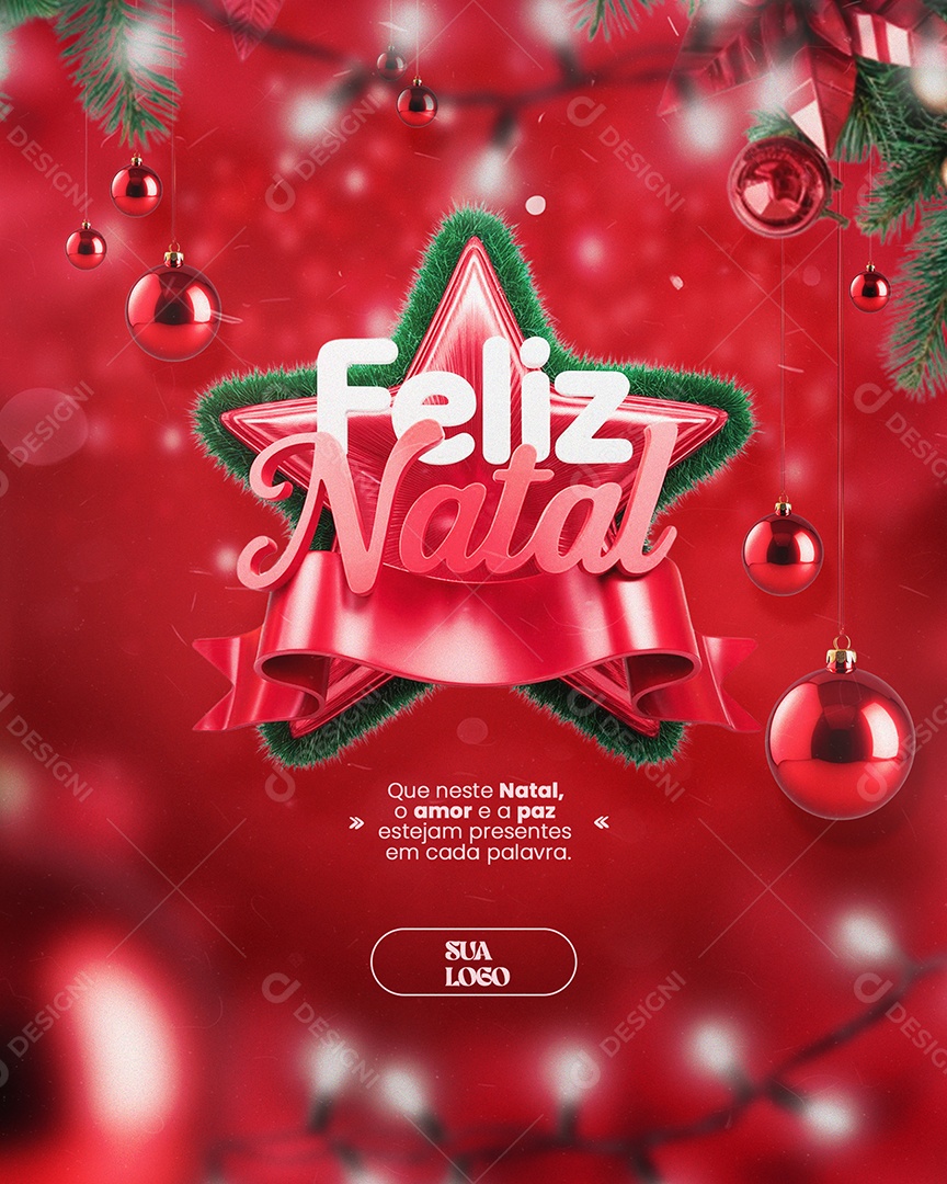 Feliz Natal 25 de Dezembro Social Media PSD Editável