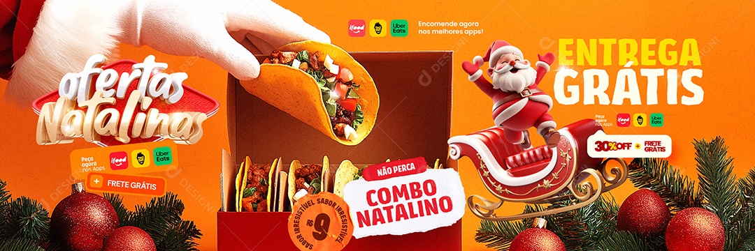 Carrossel Ofertas Natalinas Tacos Comida Mexicana Social Media PSD Editável