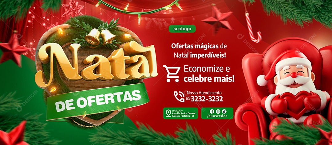 Banner Natal De Ofertas Supermercado Social Media PSD Editável