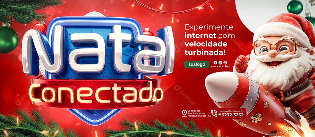 Banner Natal Conectado Internet com Velocidade Turbinada Social Media PSD Editável