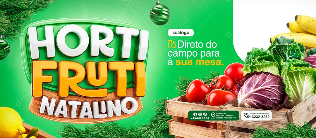 Banner Hortifruti Natalino Social Media PSD Editável