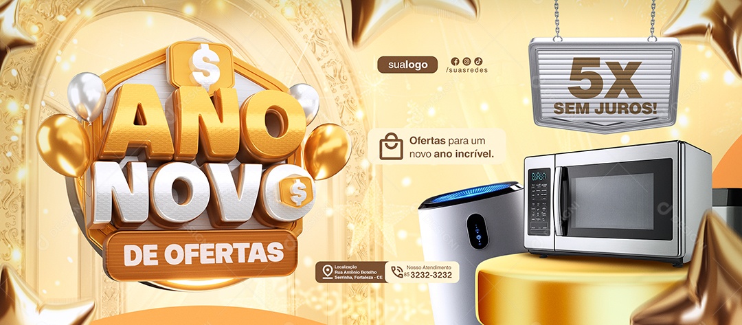 Banner Loja Eletrodomésticos Ano Novo De Ofertas Social Media PSD Editável