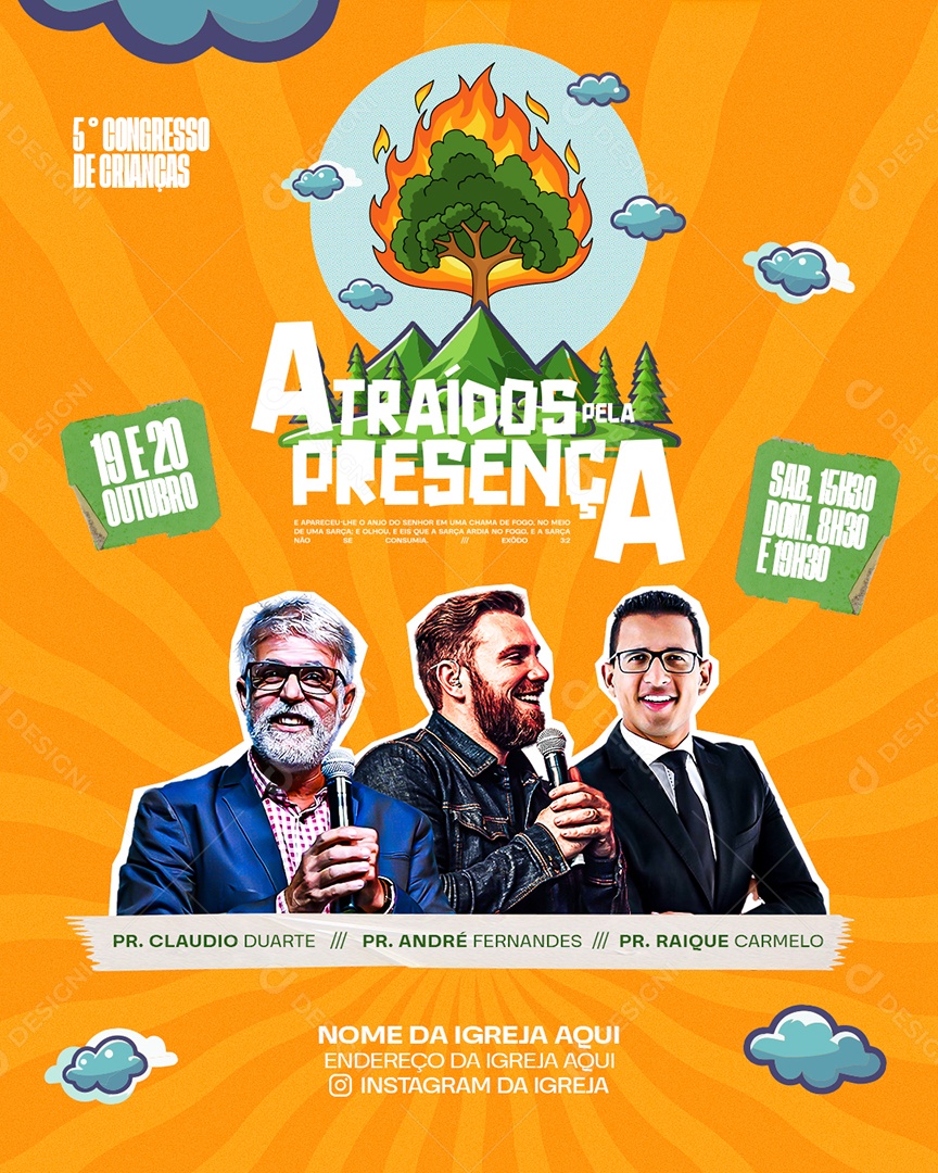 Flyer Evento Gospel Atraídos Pele Proença Social Media PSD Editável