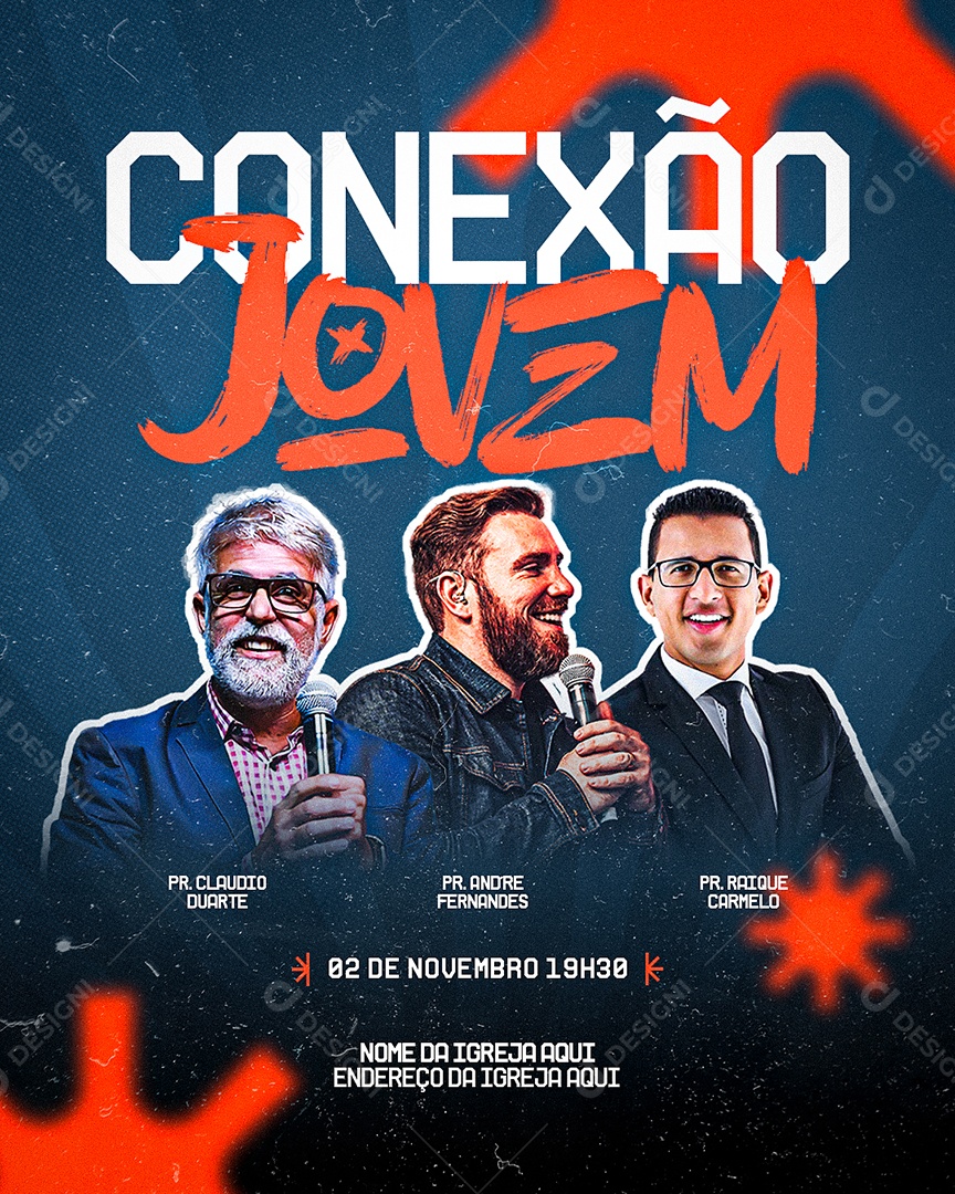 Flyer Evento Gospel Conexão Jovem Social Media PSD Editável