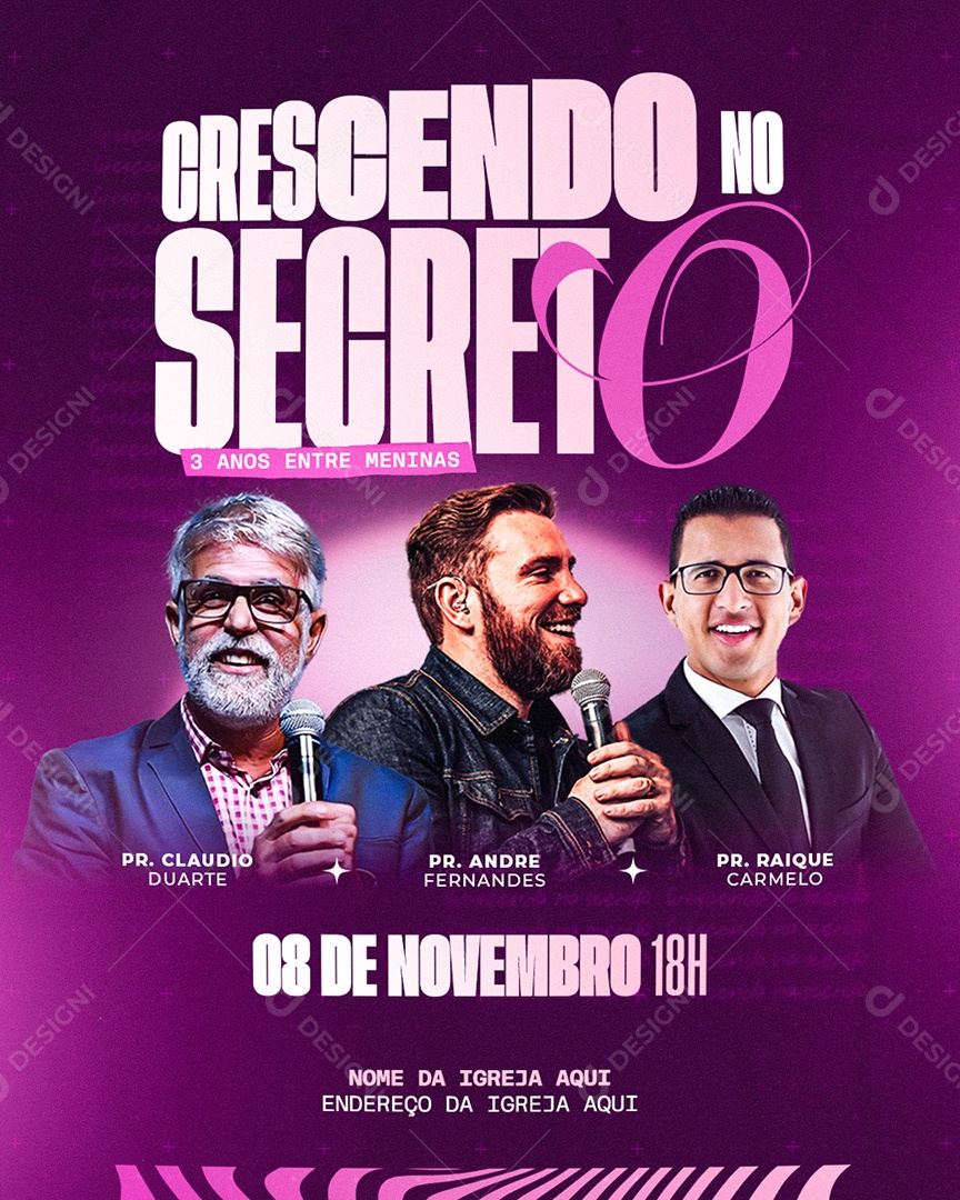 Flyer Evento Gospel Crescendo no Deserto Social Media PSD Editável