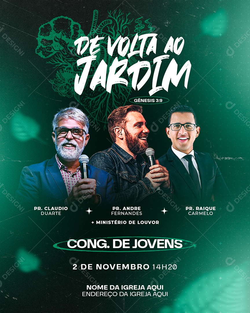 Flyer Evento Gospel de Volta ao Jardim Social Media PSD Editável