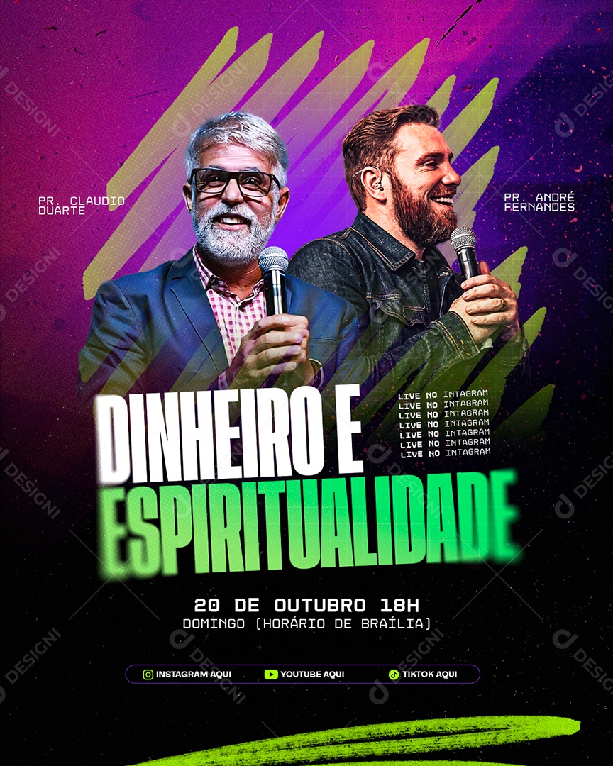 Flyer Evento Gospel Dinheiro e Espiritualidade Social Media PSD Editável